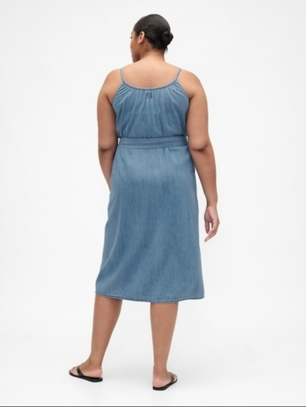 NWT Gap Belted Denim Midi Dress Medium Indigo - Picture 5 of 7